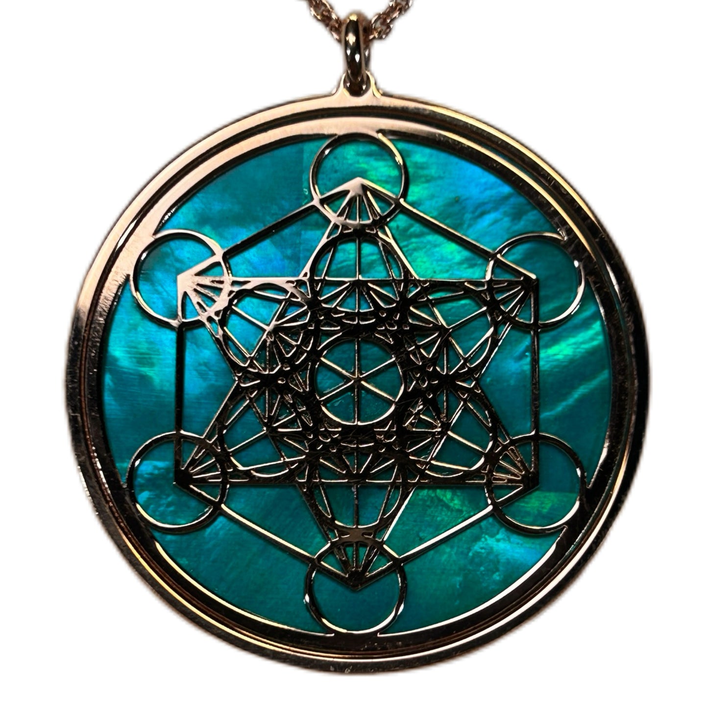 METATRON, CIONDOLO CON SFONDO IN MADREPERLA NATURALE.
