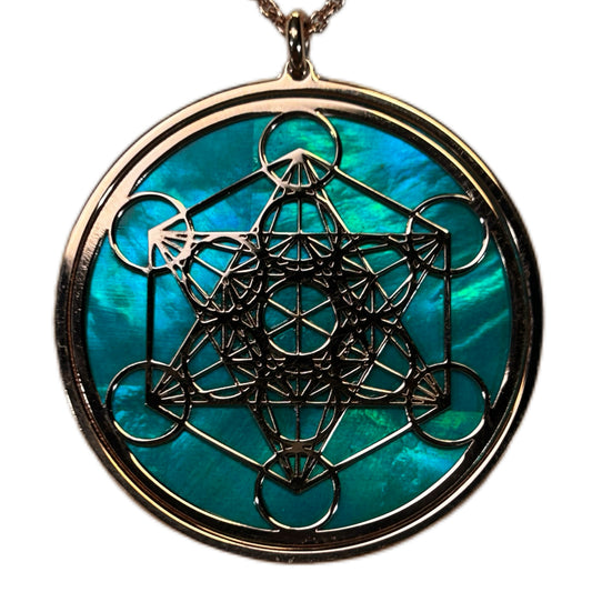 METATRON, CIONDOLO CON SFONDO IN MADREPERLA NATURALE.