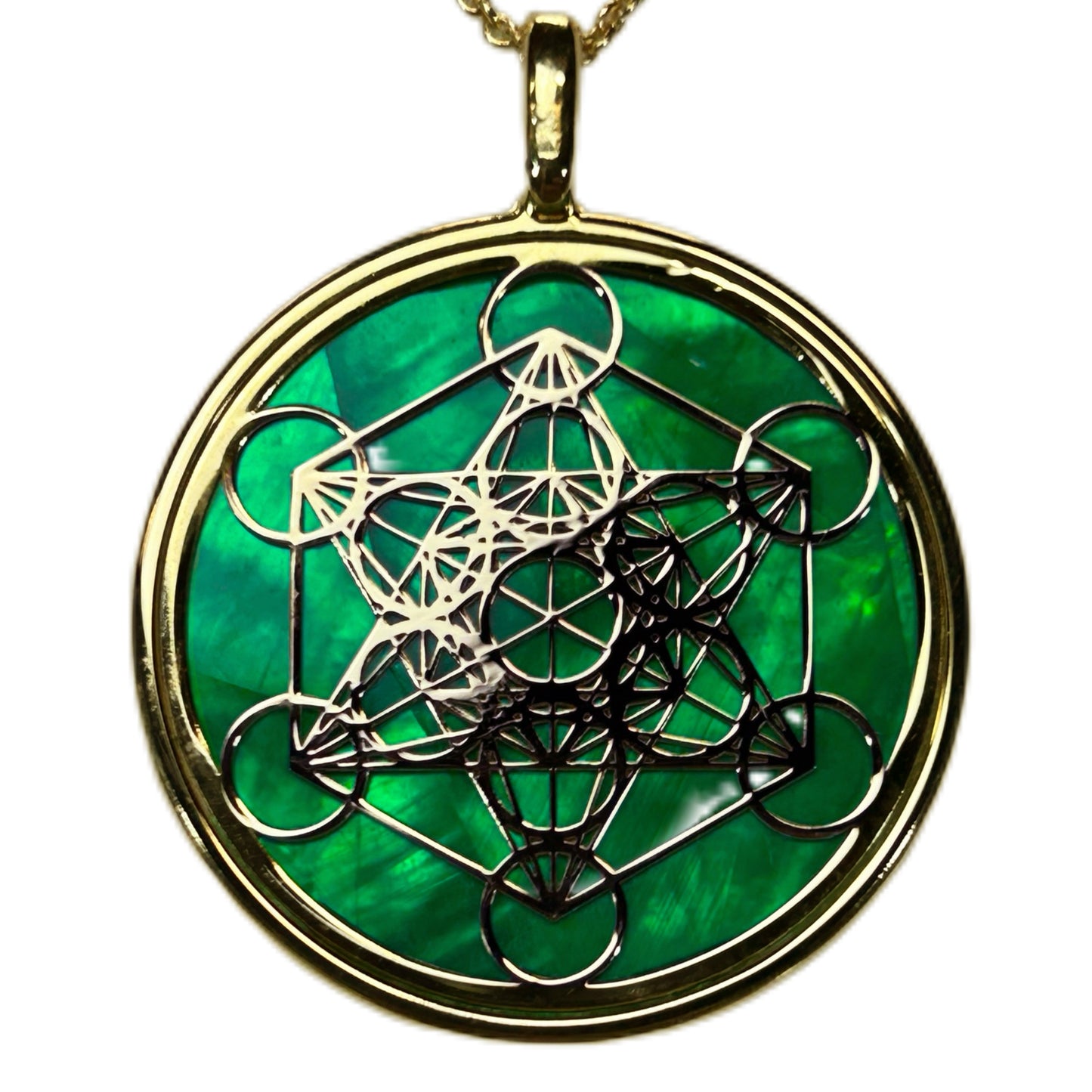 METATRON, CIONDOLO CON SFONDO IN MADREPERLA NATURALE.