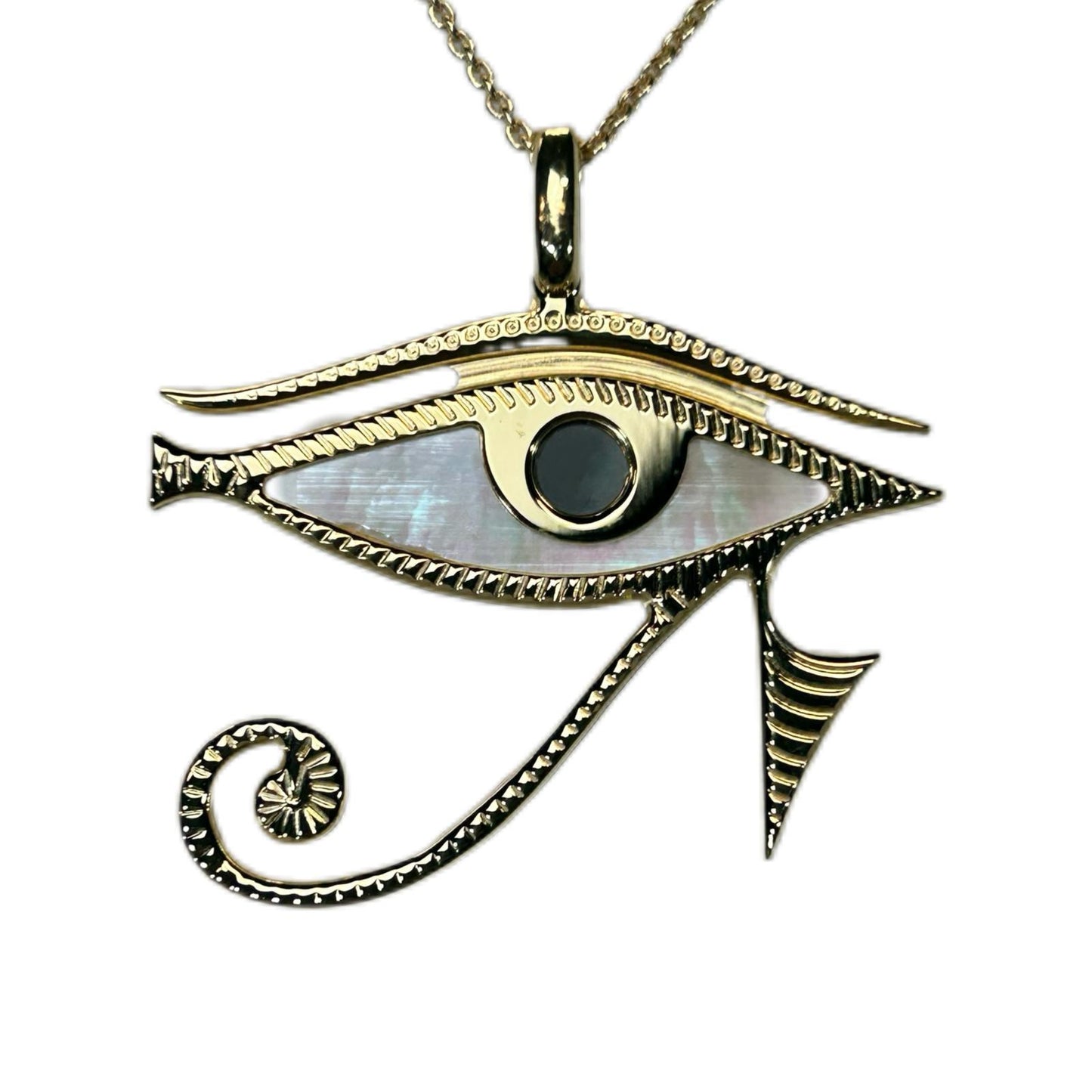 OCCHIO DI HORUS, CIONDOLO CON MADREPERLA NATURALE.