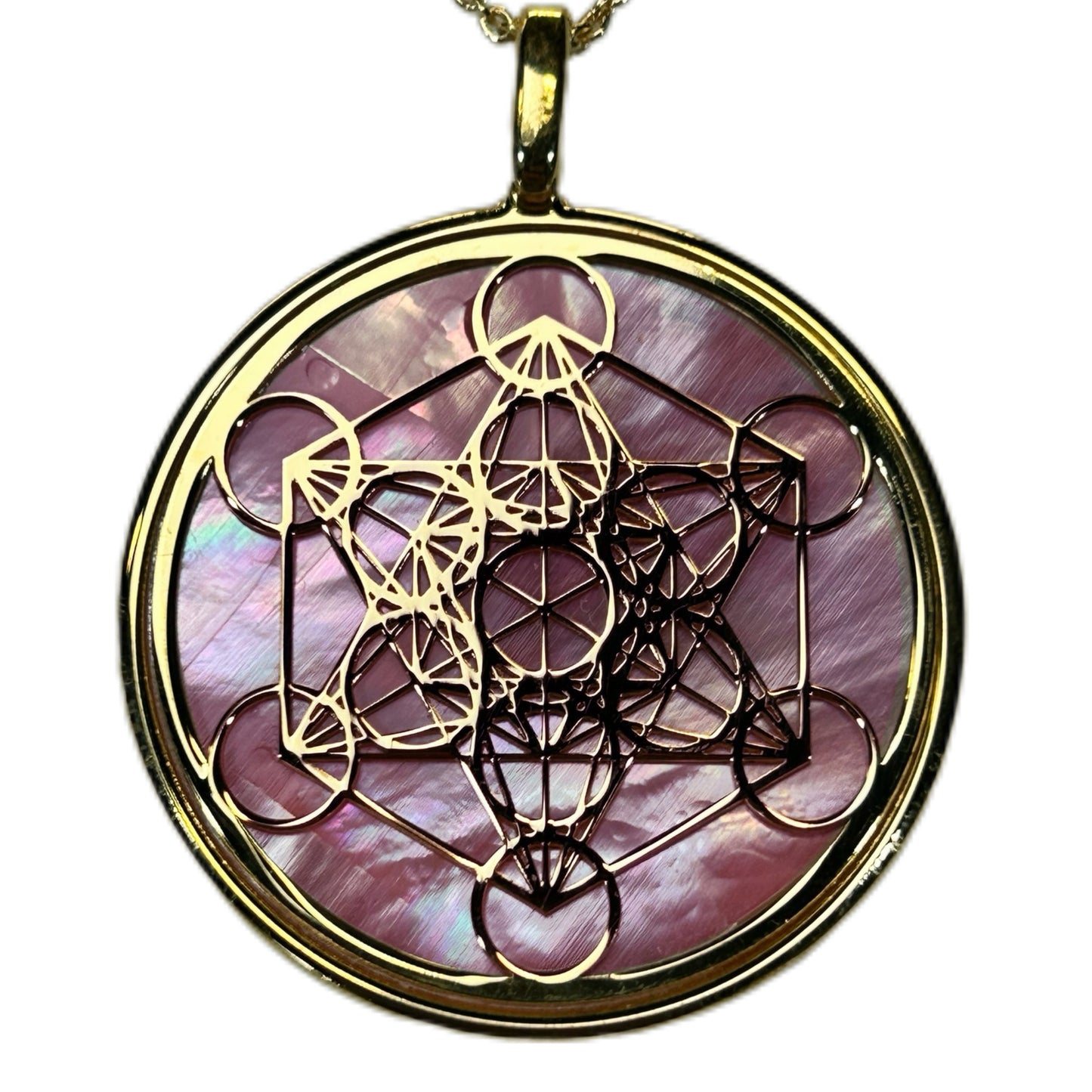 METATRON, CIONDOLO CON SFONDO IN MADREPERLA NATURALE.