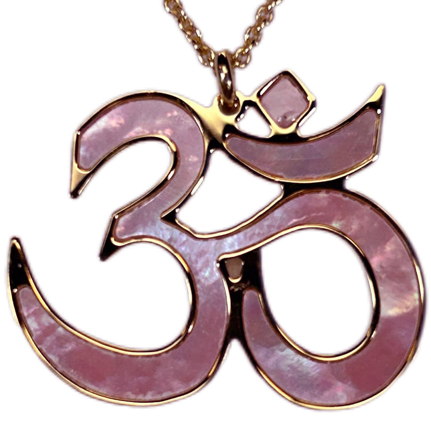 OM, CIONDOLO IN MADREPERLA NATURALE. SIMBOLO YOGA E MEDITAZIONE, GIOIELLO SPIRITUALE GEOMETRIE SACRE.