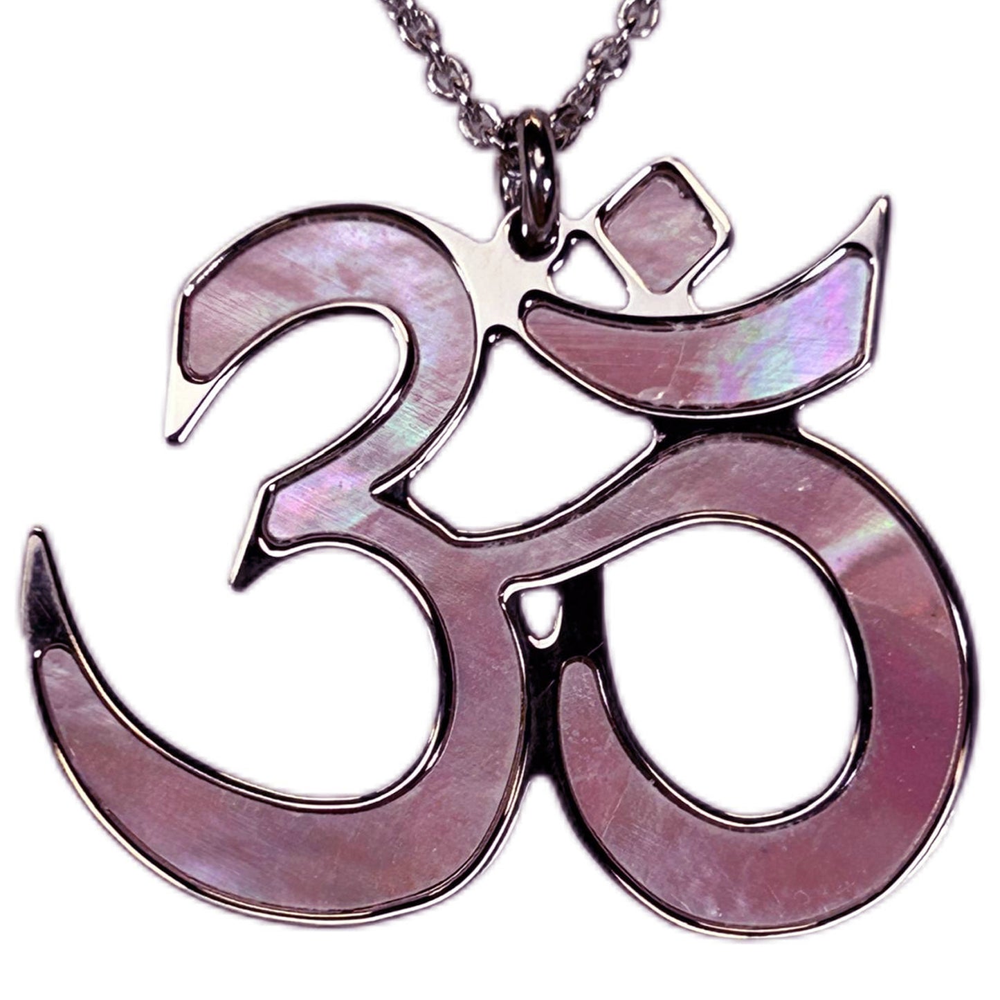 OM, CIONDOLO IN MADREPERLA NATURALE. SIMBOLO YOGA E MEDITAZIONE, GIOIELLO SPIRITUALE GEOMETRIE SACRE.
