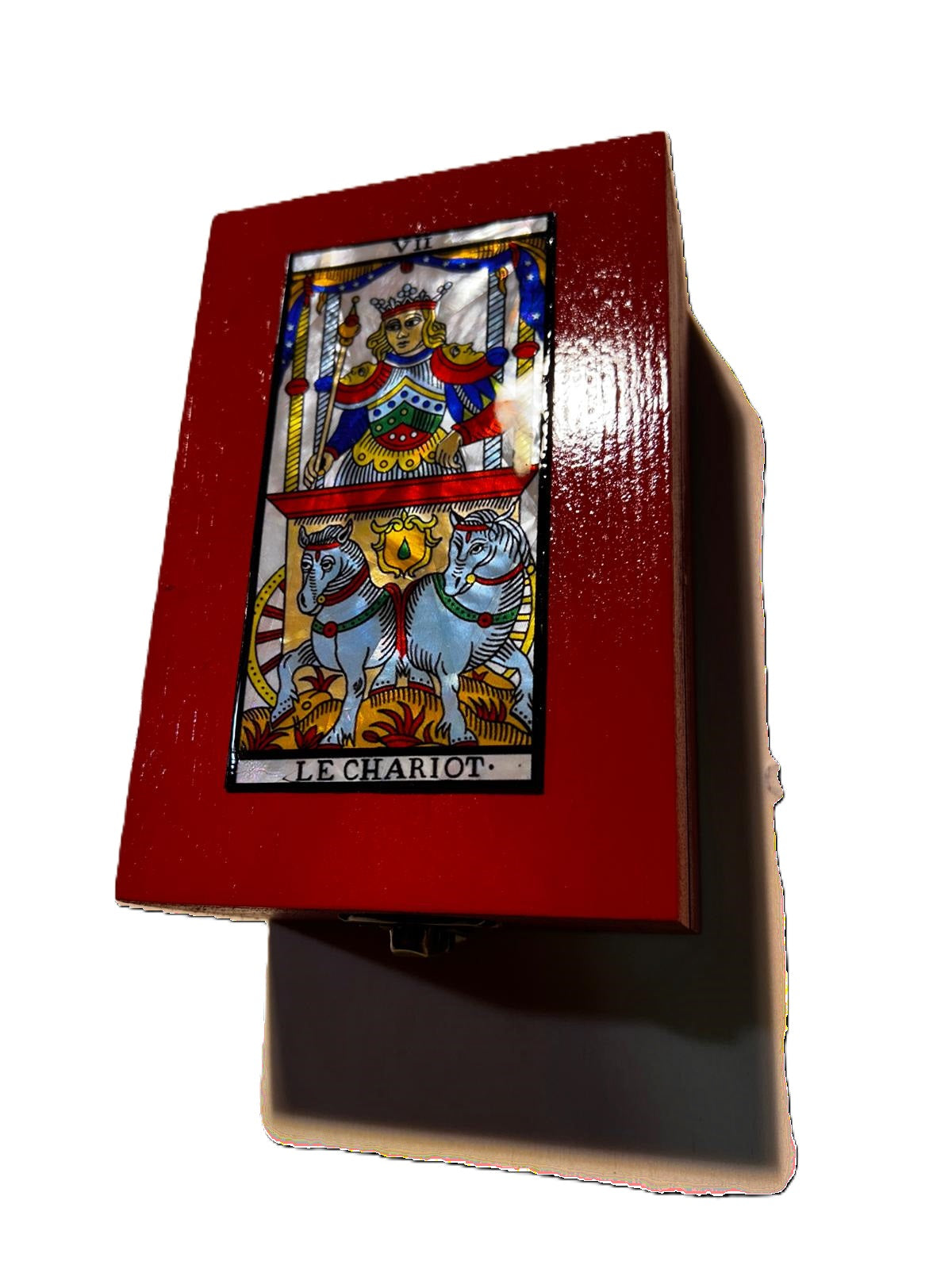 Scrigno in legno con Tarocchi di Marsiglia in Madreperla, scatola delle meraviglie Artigianale Elegante per Carte, Gioielli, Cristalli, Oggetti, Magic box