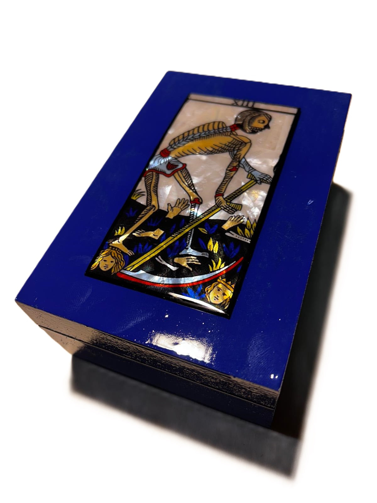 Scrigno in legno con Tarocchi di Marsiglia in Madreperla, scatola delle meraviglie Artigianale Elegante per Carte, Gioielli, Cristalli, Oggetti, Magic box