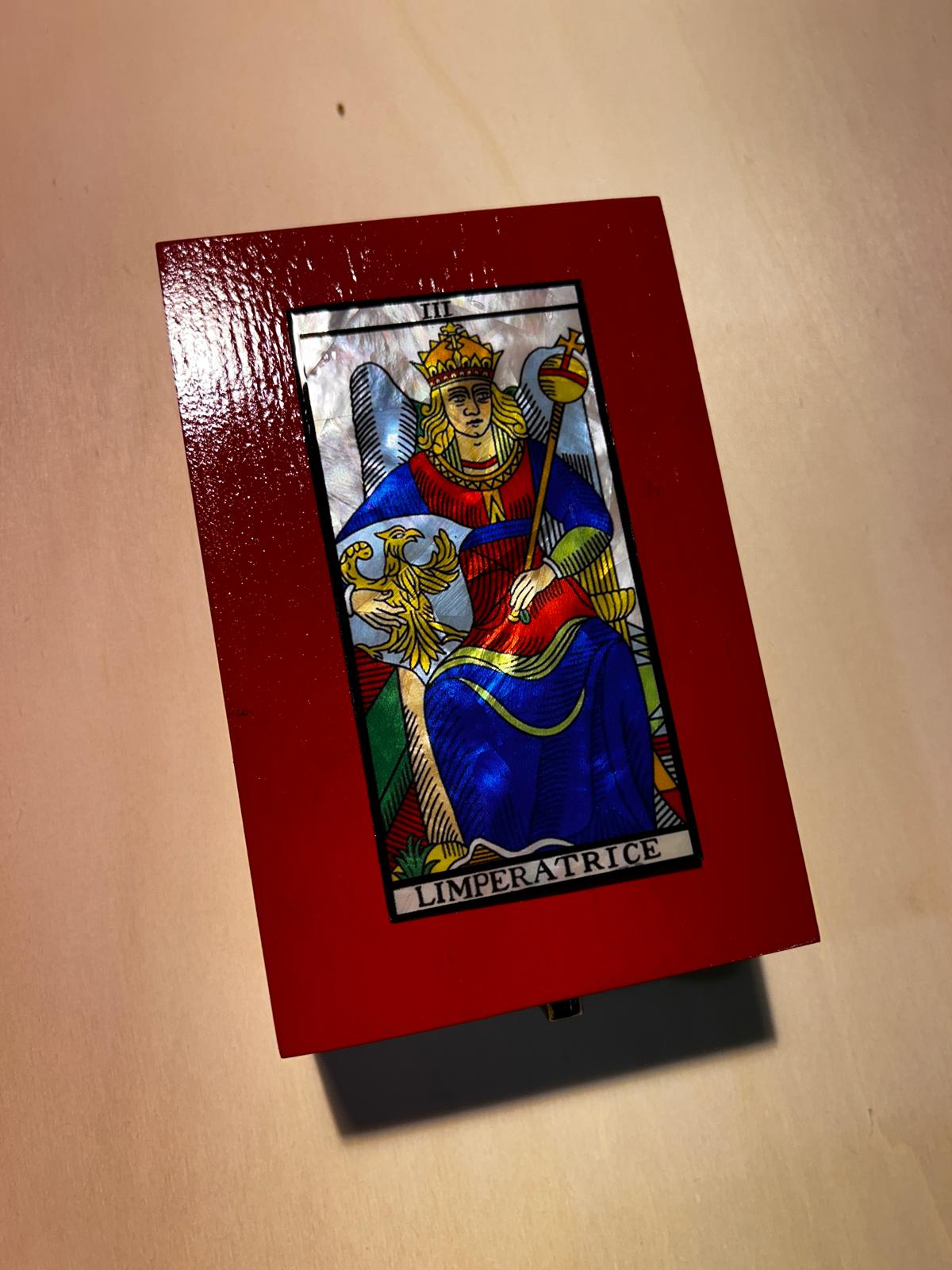 Scrigno in legno con Tarocchi di Marsiglia in Madreperla, scatola delle meraviglie Artigianale Elegante per Carte, Gioielli, Cristalli, Oggetti, Magic box