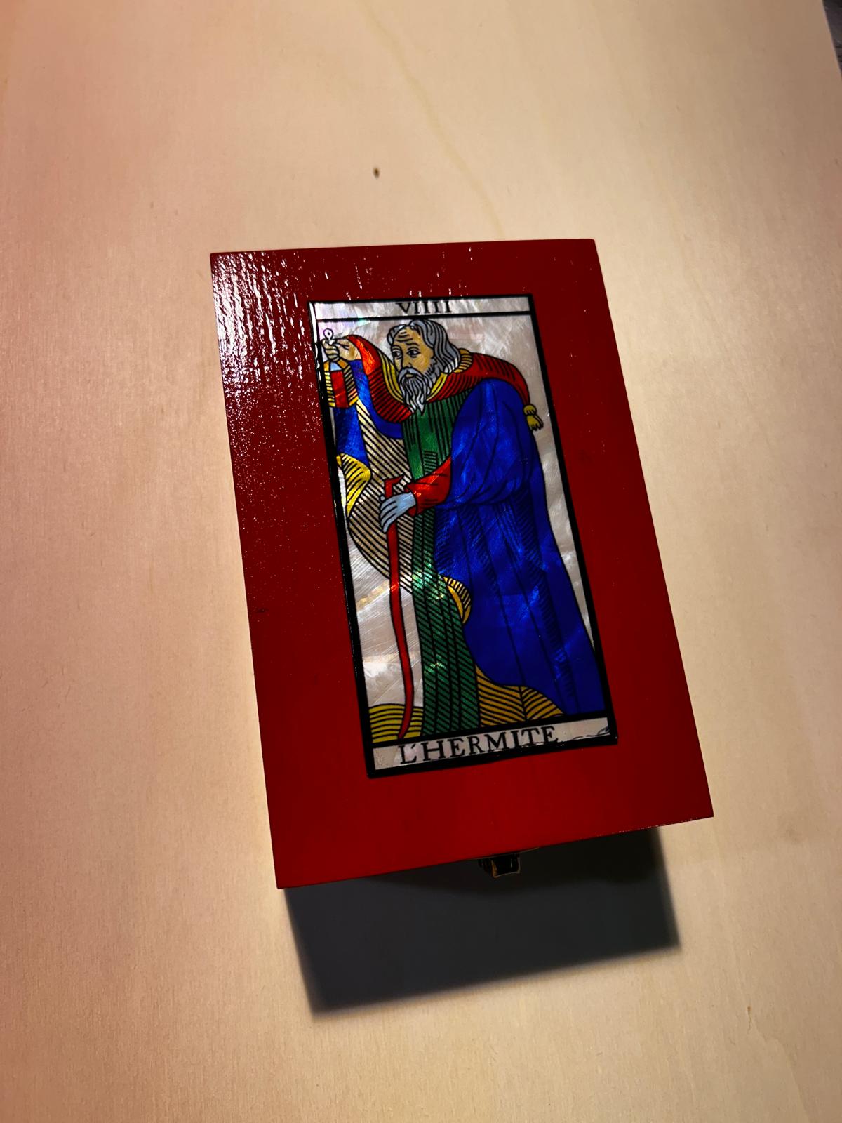 Scrigno in legno con Tarocchi di Marsiglia in Madreperla, scatola delle meraviglie Artigianale Elegante per Carte, Gioielli, Cristalli, Oggetti, Magic box
