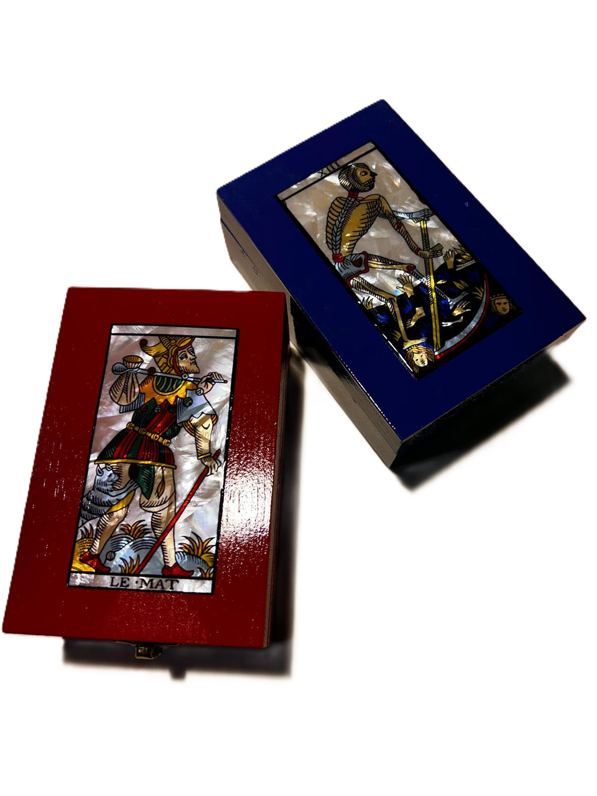 Scrigno in legno con Tarocchi di Marsiglia in Madreperla, scatola delle meraviglie Artigianale Elegante per Carte, Gioielli, Cristalli, Oggetti, Magic box