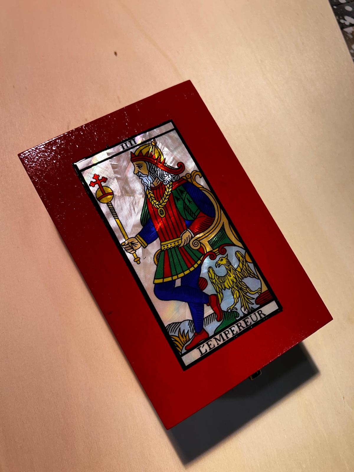 Scrigno in legno con Tarocchi di Marsiglia in Madreperla, scatola delle meraviglie Artigianale Elegante per Carte, Gioielli, Cristalli, Oggetti, Magic box