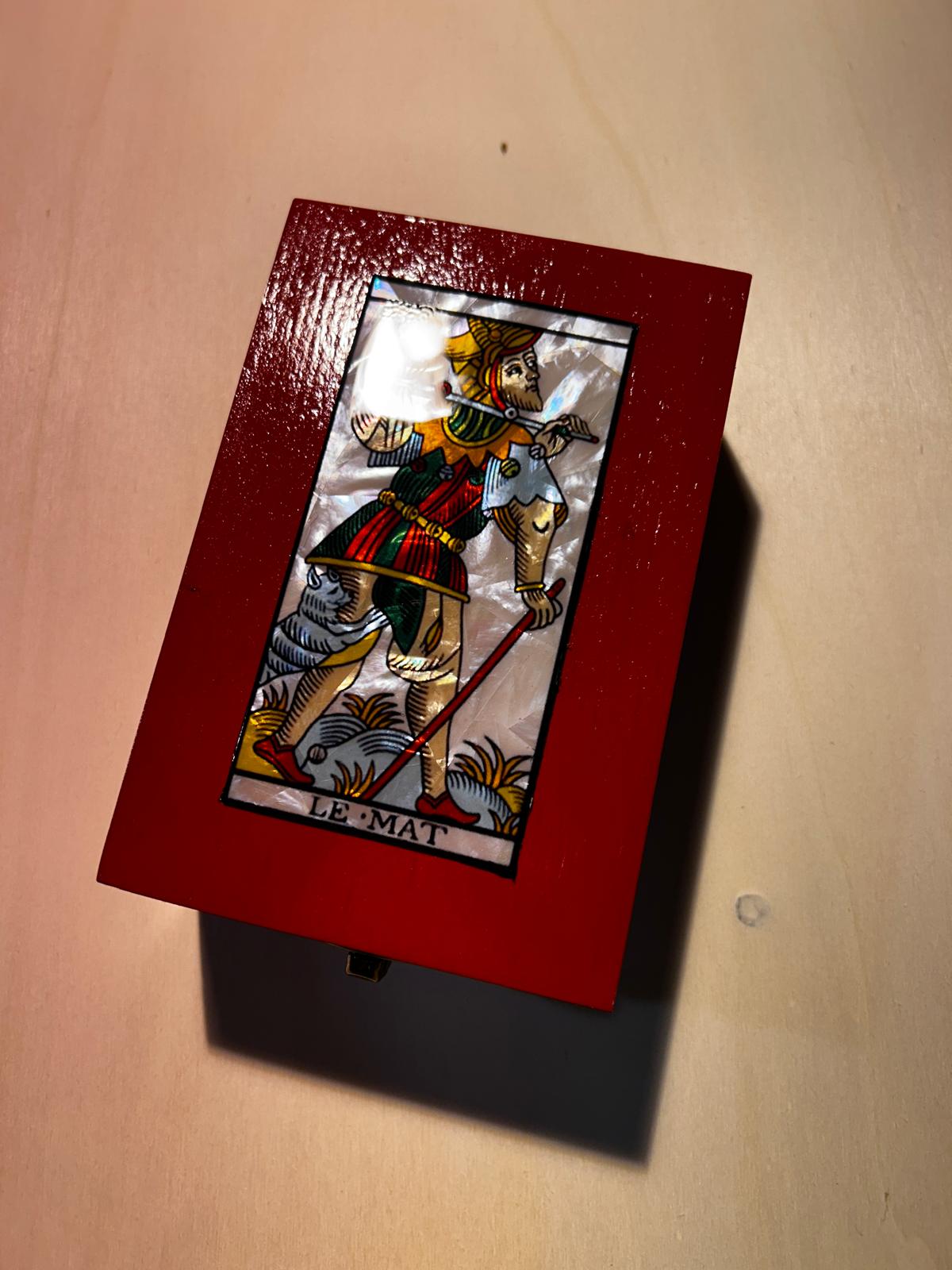 Scrigno in legno con Tarocchi di Marsiglia in Madreperla, scatola delle meraviglie Artigianale Elegante per Carte, Gioielli, Cristalli, Oggetti, Magic box