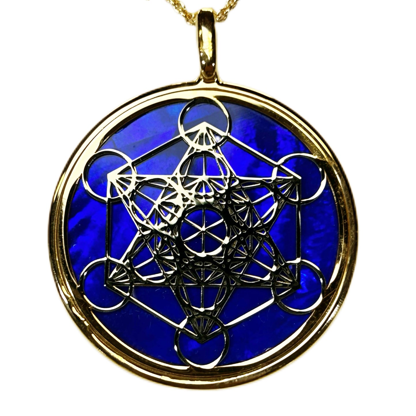 METATRON, CIONDOLO CON SFONDO IN MADREPERLA NATURALE.