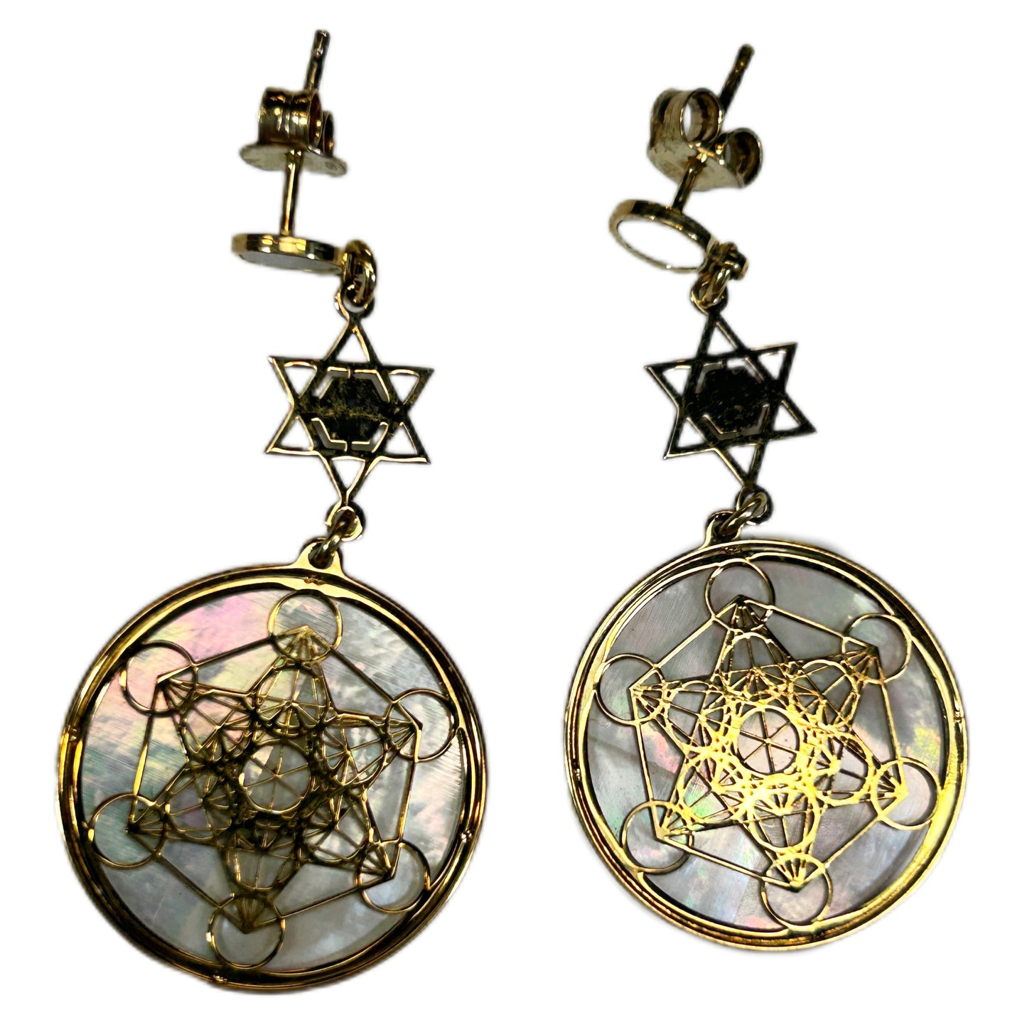 METATRON, ORECCHINI CON SFONDO IN MADREPERLA NATURALE.