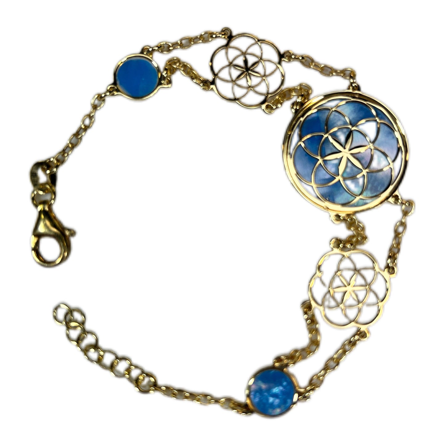 SEME DELLA VITA, BRACCIALE CON SFONDO IN MADREPERLA NATURALE.