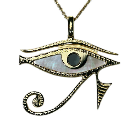 OCCHIO DI HORUS, CIONDOLO CON MADREPERLA NATURALE.