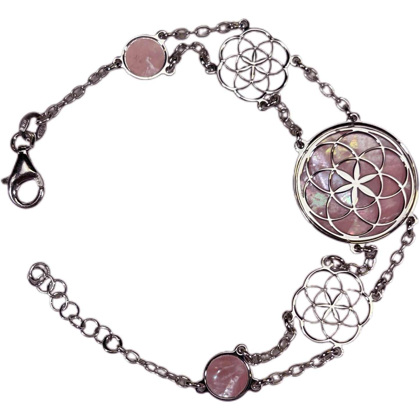 SEME DELLA VITA, BRACCIALE CON SFONDO IN MADREPERLA NATURALE.