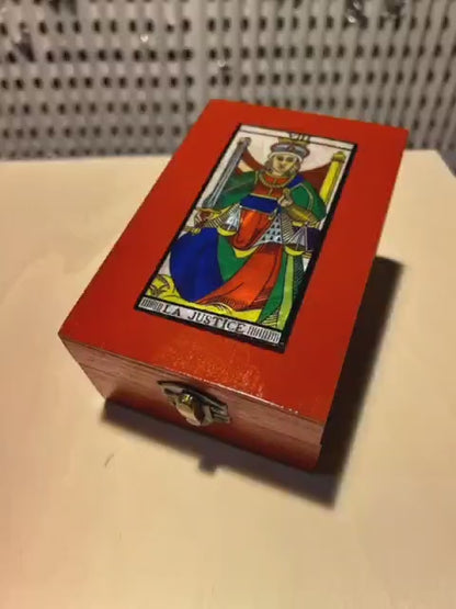 Scrigno in legno con Tarocchi di Marsiglia in Madreperla, scatola delle meraviglie Artigianale Elegante per Carte, Gioielli, Cristalli, Oggetti, Magic box