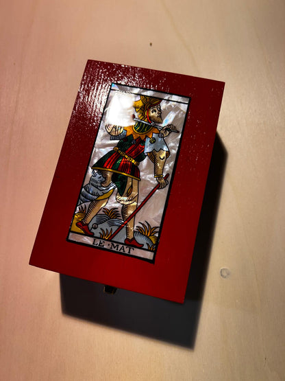 Scrigno in legno con Tarocchi di Marsiglia in Madreperla, scatola delle meraviglie Artigianale Elegante per Carte, Gioielli, Cristalli, Oggetti, Magic box
