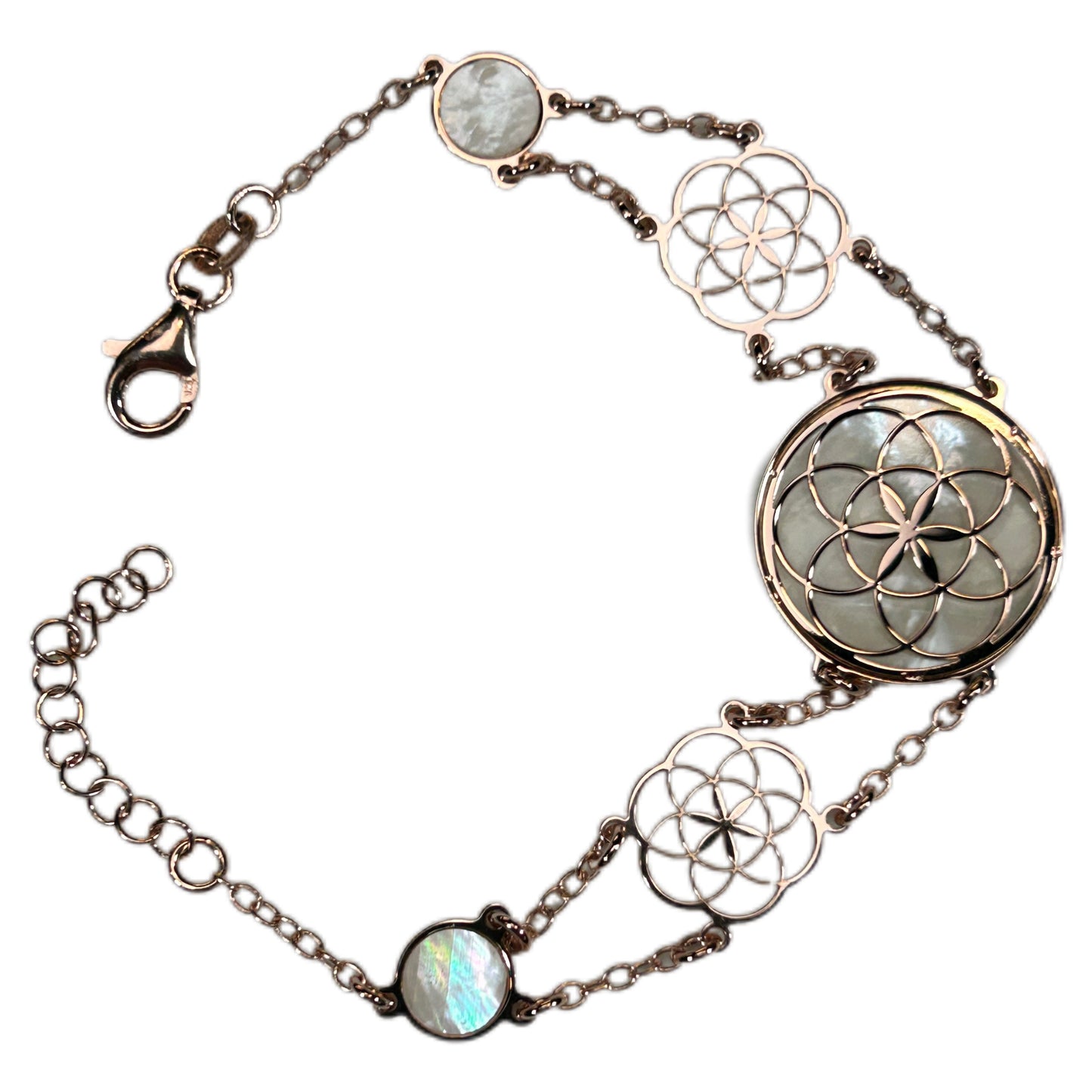 SEME DELLA VITA, BRACCIALE CON SFONDO IN MADREPERLA NATURALE.