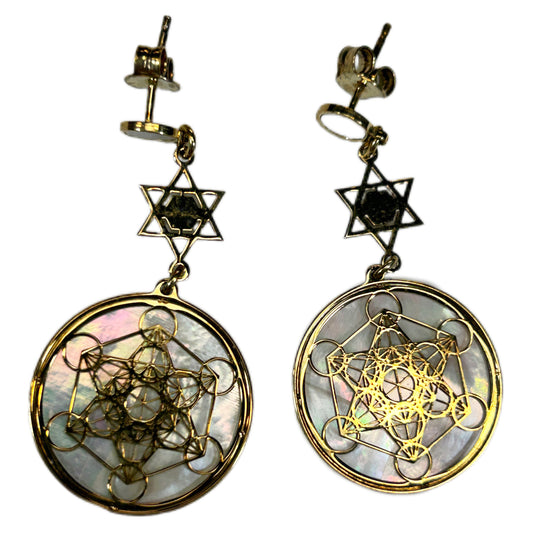 METATRON, ORECCHINI CON SFONDO IN MADREPERLA NATURALE.